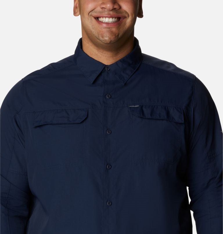 Men's Columbia Silver Ridge 2.0 Long Sleeve Shirts Navy | Plus Size CA-Q46L1
